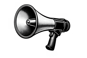 Megaphone vector art calling out for attention, informing, promoting, making announcements, and spreading news