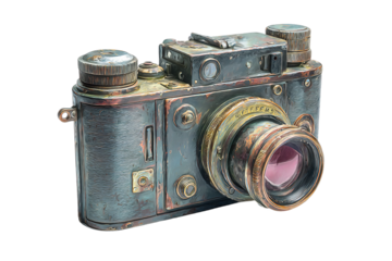 Realistic old camera digital artwork painting isolated on transparent background