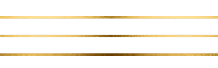 Minimalist Wide PNG Banner with Three Horizontal Golden Foil Stripes on Transparent Background