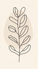Fototapeta premium New Buds on Branch Minimalist Botanical Illustration