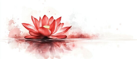 Red Lotus Watercolor