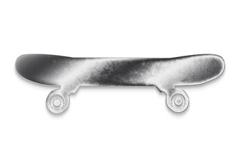 Chrome metal 3D logo effect Mockup of Skateboard.	
