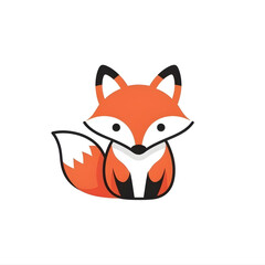 Obraz premium Charming and minimalistic orange fox illustration, a delightful cartoon character design perfect for children's books, cute animal branding, and playful graphic projects