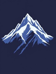 A digital illustration of a snowy mountain peak set against a dark background. Ideal for nature-themed designs and backgrounds.