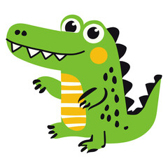 Obraz premium Cute illustration of crocodile. Cartoon character for kids prints, baby clothes, nursery decor. Isolated on transparent background