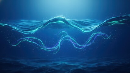 Abstract Ocean Waves with Light Trails. Ai generation