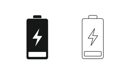 Fototapeta premium Two battery icons one full and one nearly empty displaying charge levels