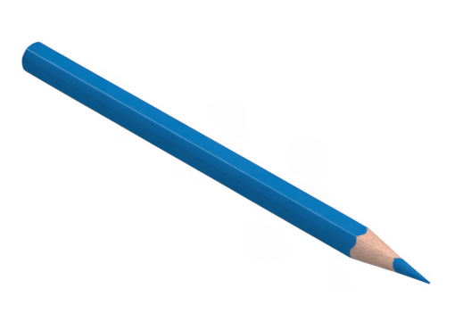 Blue colored pencil isolated blue pencil stationery isolated on a transparent background - Powered by Adobe