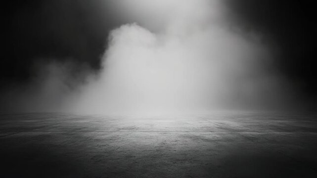 Smoky environment in dark setting with fog rising from ground.
