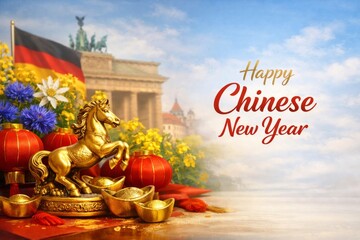 Chinese New Year illustration set in Germany.
