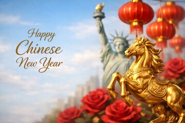 Chinese New Year illustration set in the United States.