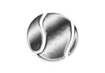 Chrome metal 3D logo effect Mockup of Tennis Ball.	
