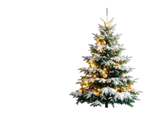 4 - Winter Christmas Tree Covered in Snow and Lights, Holiday Decoration