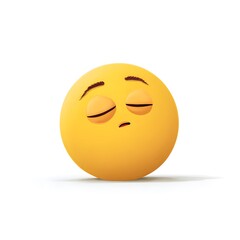 Fototapeta premium Yellow face with a frowning mouth and eyes closed