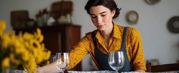 lady setting up the dining table for a cozy meal and heartfelt bonds