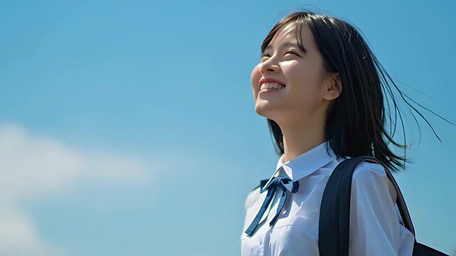 新生活の始まりに心躍らせる日本人女子学生の横顔