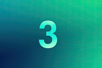 Digit "3" glows brightly against a textured teal and green gradient background