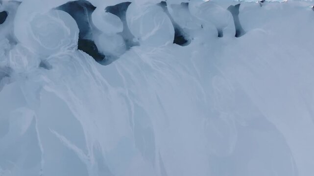 Interesting perspective of ice sheet embodies human family, abstract frozen lake