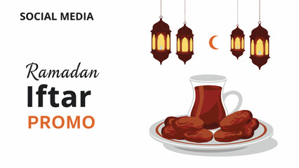 Ramadan Iftar Dates and Tea Illustration.