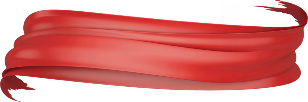 Red ribbon banner with smooth curves flowing ribbon isolated on a transparent background - Powered by Adobe
