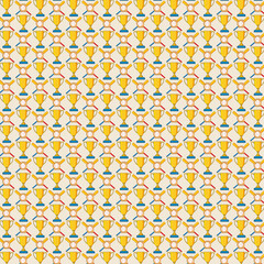 Seamless Trophy and Baseball Bat Pattern on Cream Background