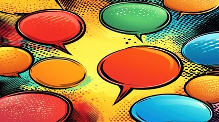 Colorful speech bubbles on dynamic background