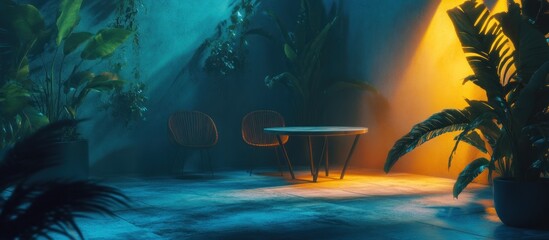 Tropical indoor setting