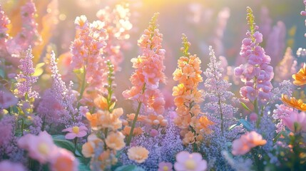 Pastel flower field sunrise