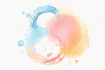 Watercolor abstract brush strokes creating circular number 8 shape, soft splashes, pastel gradients, minimal yet artistic style ideal for Women's Day graphics