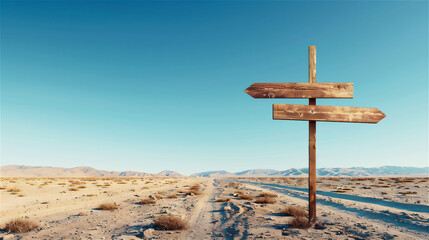 砂漠の道標と青空