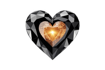 Obraz premium Glittering heart shaped diamond sparkle luxury isolated on a transparent background