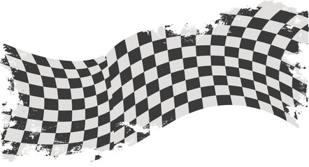 Obraz premium Distressed checkered racing flag pattern, grunge finish line banner with tattered edges and texture vector illustration