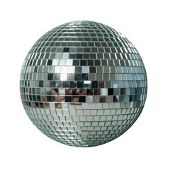 Shiny disco ball mirror reflective isolated on a transparent background