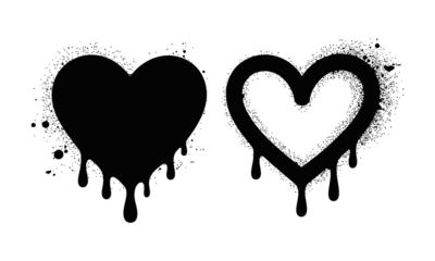 Spray painted graffiti heart or love sign in black. Love heart drip symbol. isolated over white background. vector illustration. eps 10