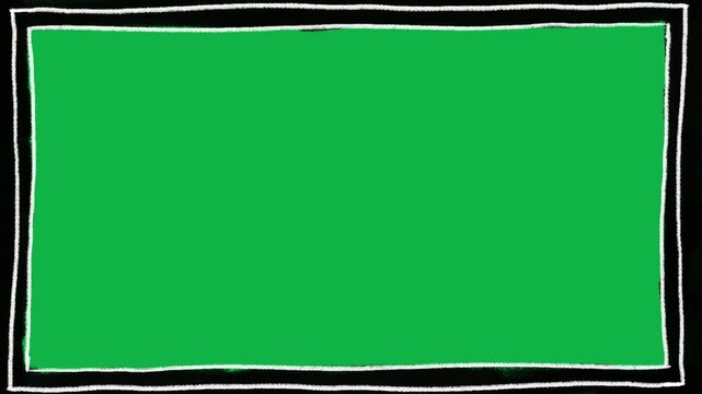 Hand Drawn Scribble Frame Border 2D Animation Green Screen Asset | Doodle Rectangle Border Motion Overlay | Hand-Drawn Animated Frame for Easy Background Removal