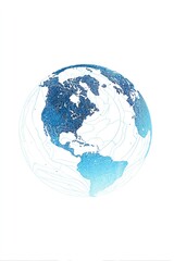 Artistic depiction of the Earth, focused on the Americas, rendered in shades of blue