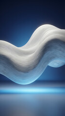 Smooth, flowing white sculptural forms with fine textured ridges glide over a warm background wallpaper