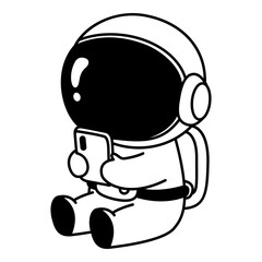 Cute astronaut icon. Astronaut Using Smartphone. Astronaut icon