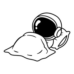 Astronaut icon. Sleeping Astronaut icon. Sleeping Astronaut with Pillow and Blanket Relaxing Space Concept. Astronaut icon