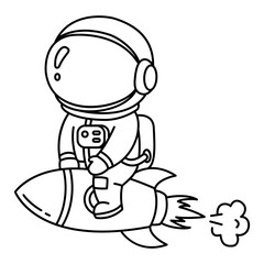 Cute astronaut icon in line style. Astronauts Flying in Rockets. The Concept of Space Exploration. Astronaut icon