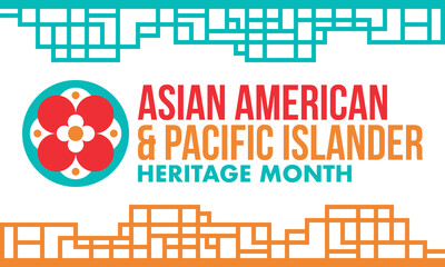Asian Pacific American Heritage Month. Celebrated in May. It celebrates the culture, traditions and history of Asian Americans and Pacific Islanders in the United States. Poster, card, banner. Vector © scoutori