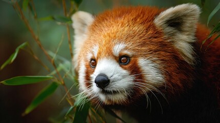 Fototapeta premium Close-Up Portrait of a Panda in the Forest Environment