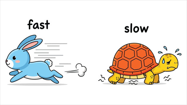 Rabbit Runs Fast Turtle Moves Slow Vector Art.eps