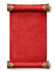 Ancient, rolled parchment with ornate gilded accents against white backdrop