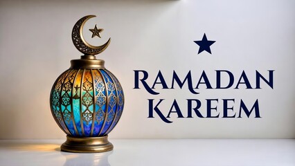 Muslim Lamp with Ramadan Kareem Elegant Islamic Holiday Greeting Background.