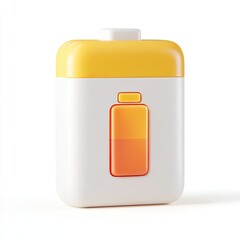 3D rendered battery icon, showcasing charge level. Isolated on white background