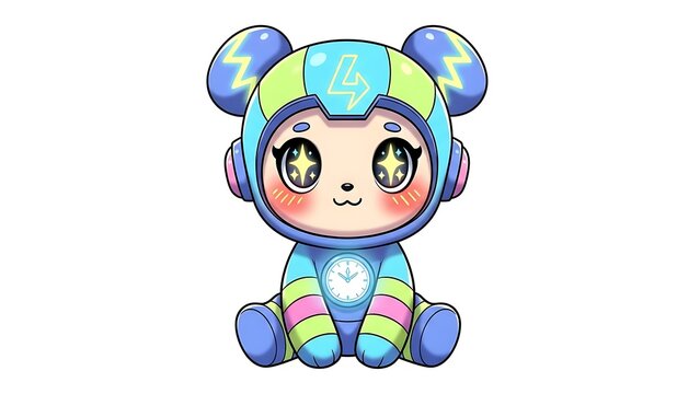 Cute cartoon bear character in colorful outfit design