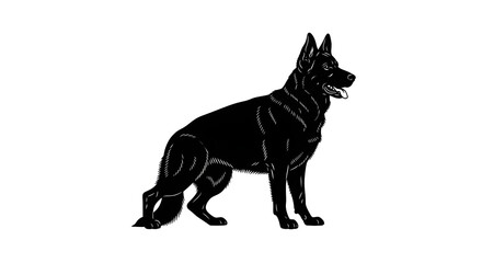 Fototapeta premium German Shepherd Dog Silhouette Vector Art - Generative AI.