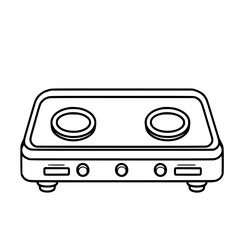 Obraz premium vintage style stovetop one burner, ready culinary adventures | Clean, isolated vector art for creative projects.