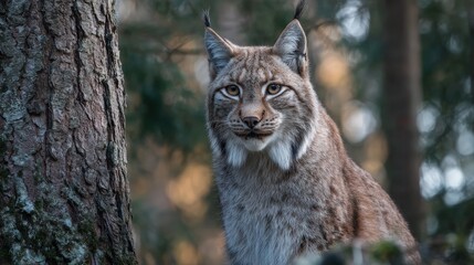 Naklejka premium Majestic Lynx Amidst Natural Beauty of Balanced Ecosystem Landscape